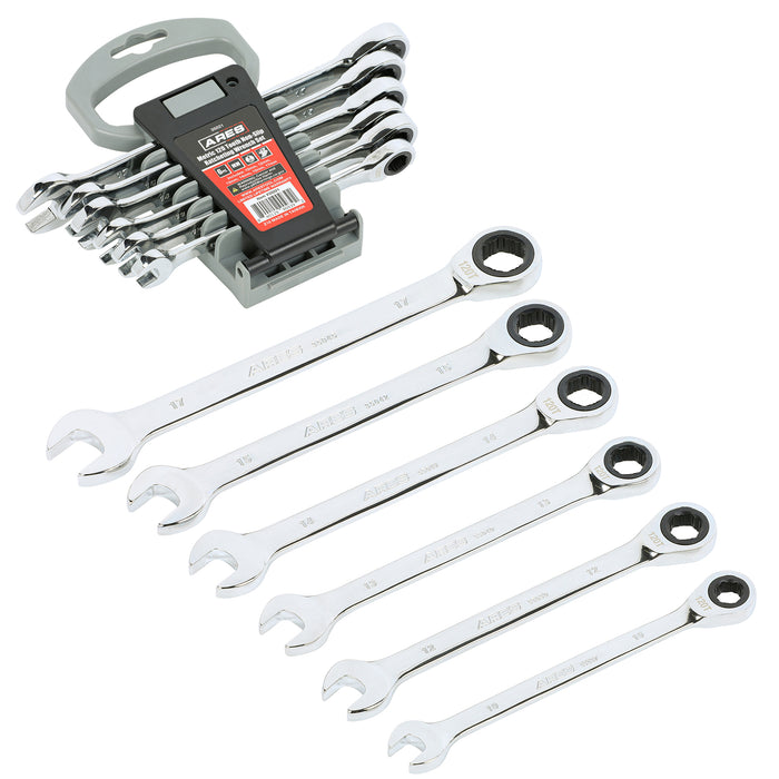 6-Piece 120-Tooth Metric Non-Slip Ratcheting Wrench Set
