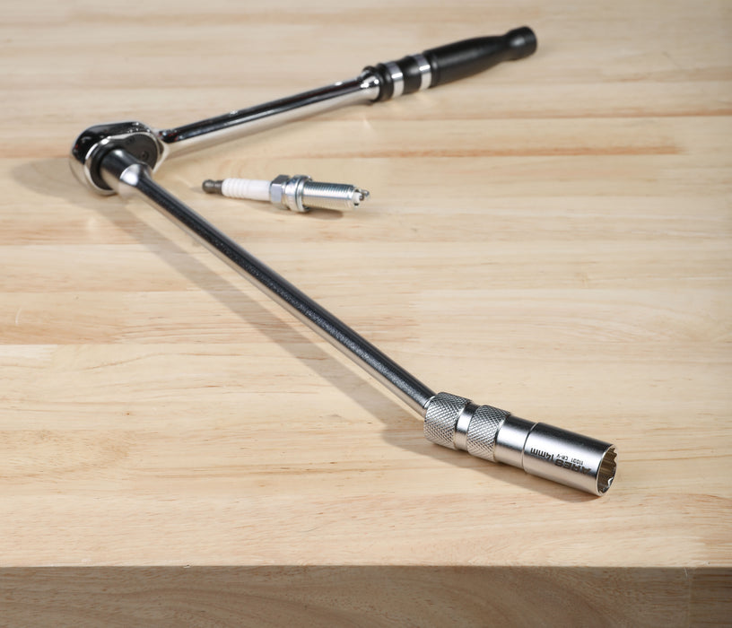 ARES 11001 - Dado magnético giratorio para bujías de 14 mm con pared delgada y extensión de 12 pulgadas