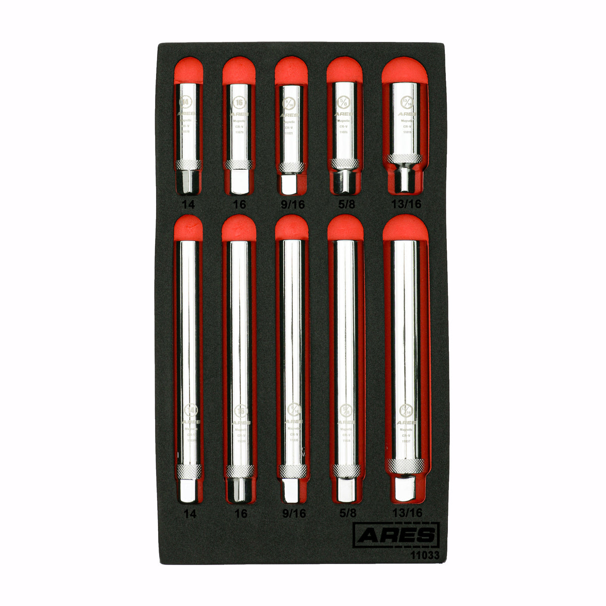 ARES 11033 - 10-Piece Extra Deep and Standard Length Magnetic