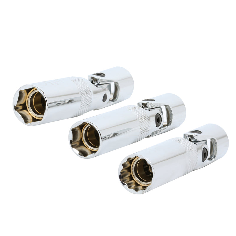 Spring Combination Socket 3-Piece Spring Loaded Universal Joint Magnetic Spark Plug Socket Set ...