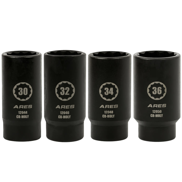 ARES 12062 - 4-Piece Axle Nut Socket Set (12 Point)