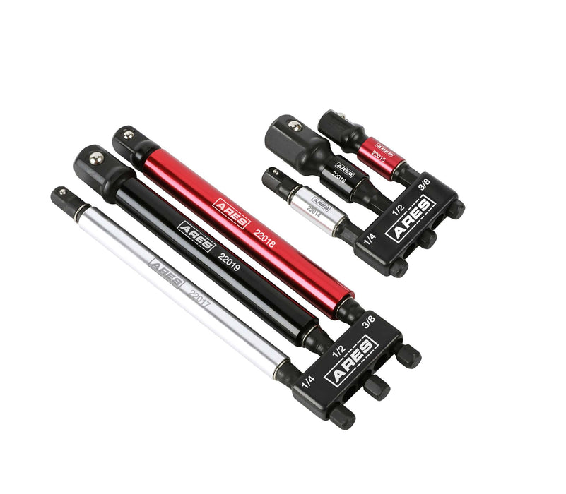 ARES 22013 - Juego de 6 adaptadores de dados de impacto de 3 y 6 pulgadas con funda de color