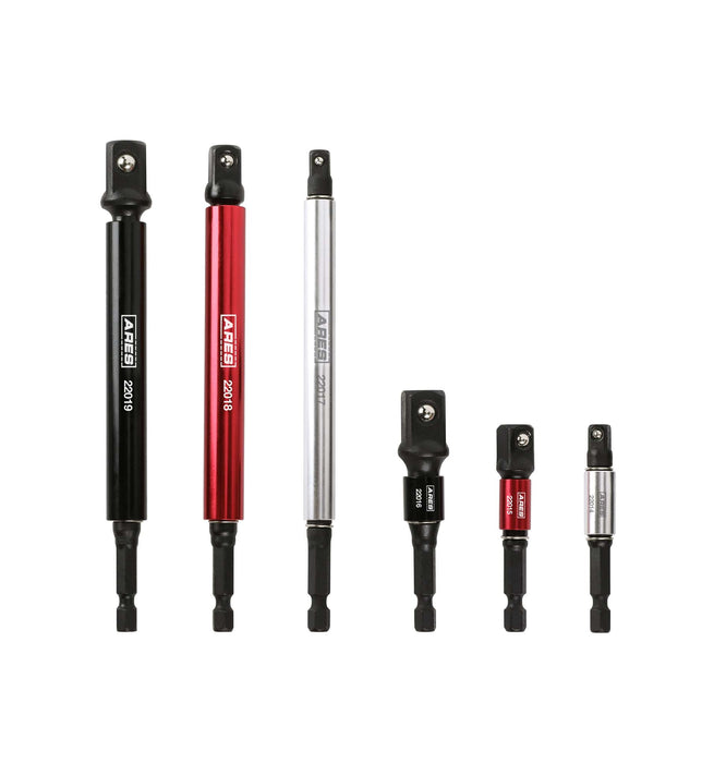 ARES 22013 - Juego de 6 adaptadores de dados de impacto de 3 y 6 pulgadas con funda de color