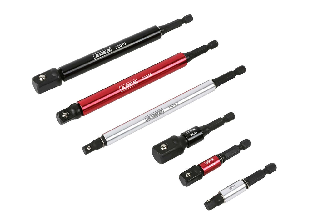 ARES 22013 - Juego de 6 adaptadores de dados de impacto de 3 y 6 pulgadas con funda de color