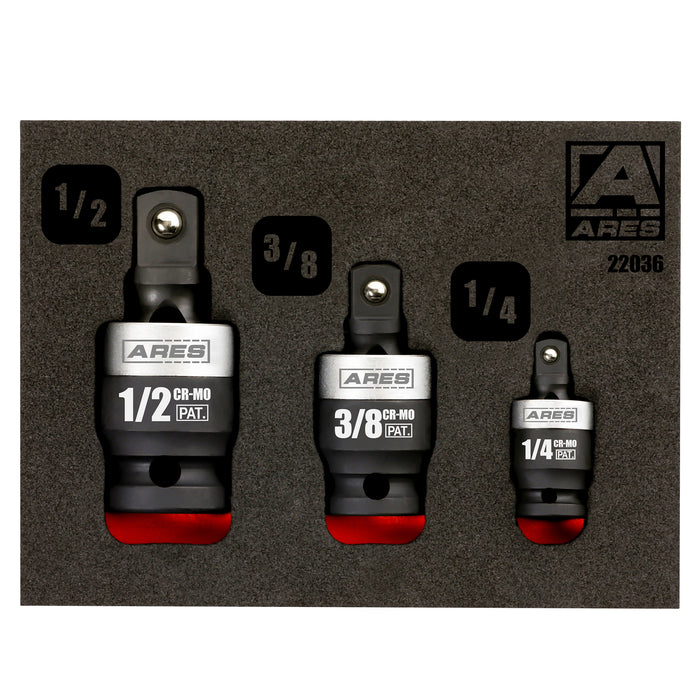 ARES 22036 - 3-Piece Slim Profile Impact Universal Joint Set