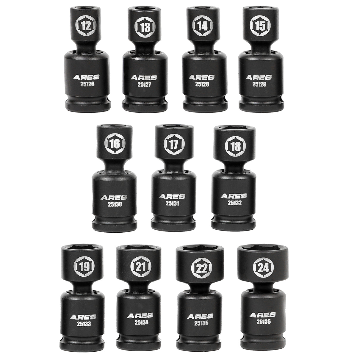 ARES 25125 - 11-Piece Metric Pinless Universal Swivel Impact