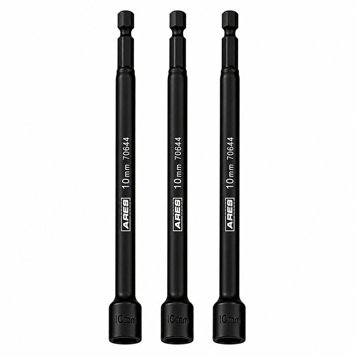 ARES 27006 - 3-Piece 10mm Magnetic Impact 6-Inch Nut Driver Bit Set