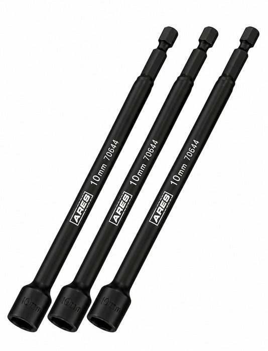 ARES 27006 - 3-Piece 10mm Magnetic Impact 6-Inch Nut Driver Bit Set