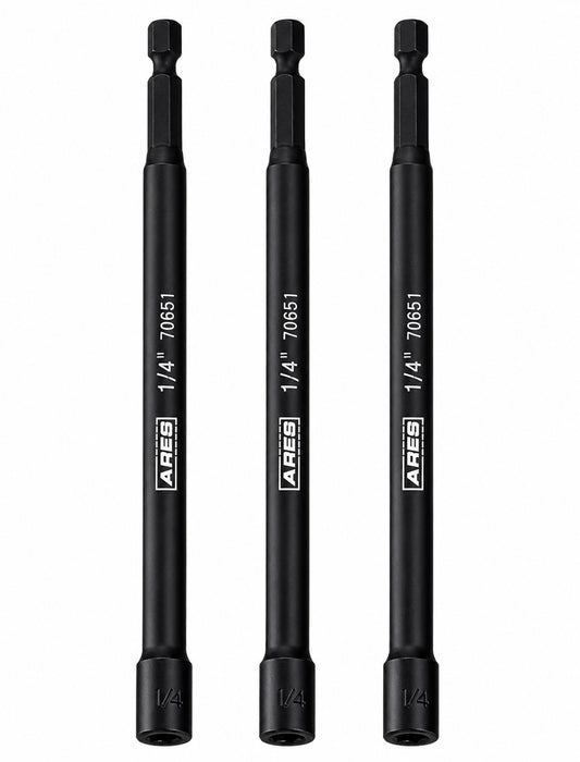 ARES 27008 - 3-Piece 1/4-Inch Magnetic Impact 6-Inch Nut Driver Bit Set