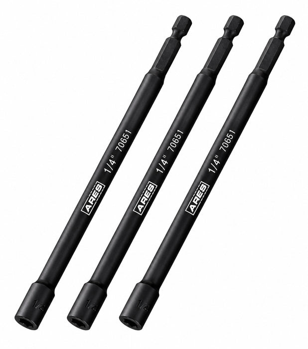 ARES 27008 - 3-Piece 1/4-Inch Magnetic Impact 6-Inch Nut Driver Bit Set