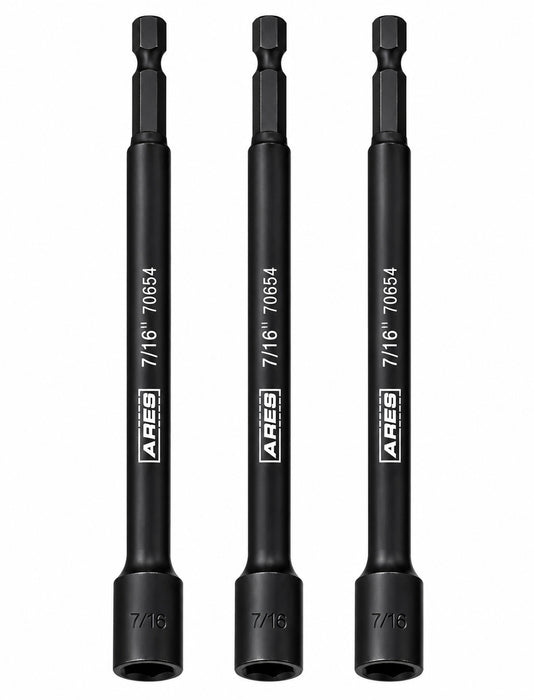 ARES 27010 - 3-Piece 7/16-Inch Magnetic Impact 6-Inch Nut Driver Bit Set