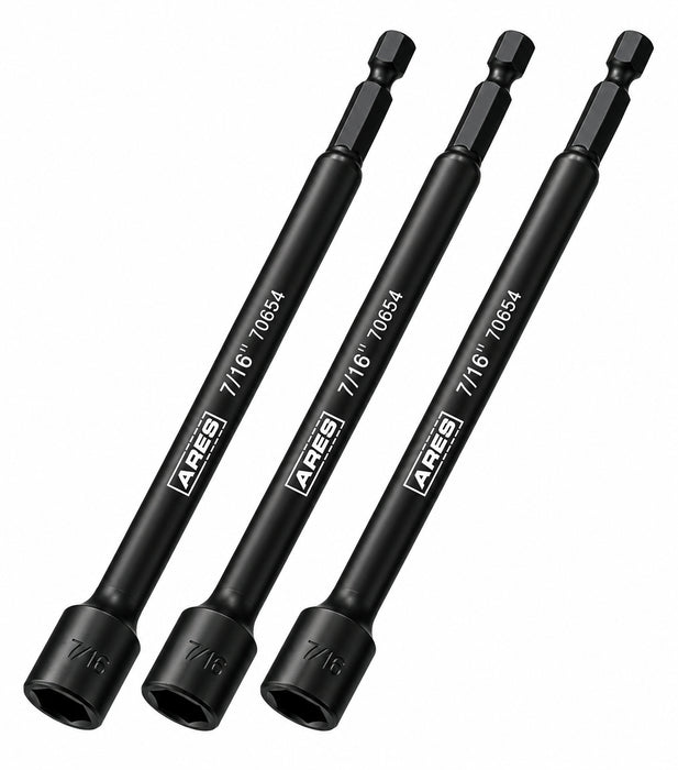 ARES 27010 - 3-Piece 7/16-Inch Magnetic Impact 6-Inch Nut Driver Bit Set
