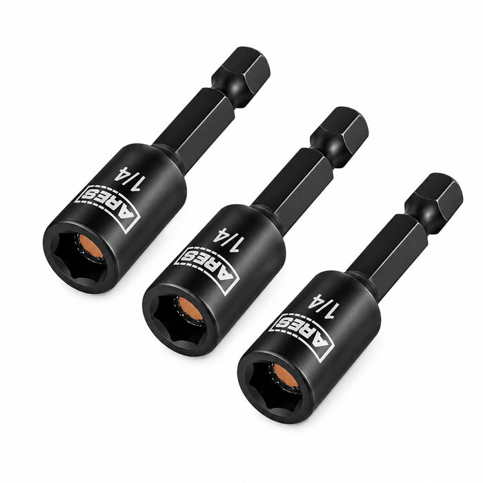 ARES 27012 - 3-Piece 1/4-Inch Magnetic Impact 1 3/4-Inch Nut Driver Bit Set