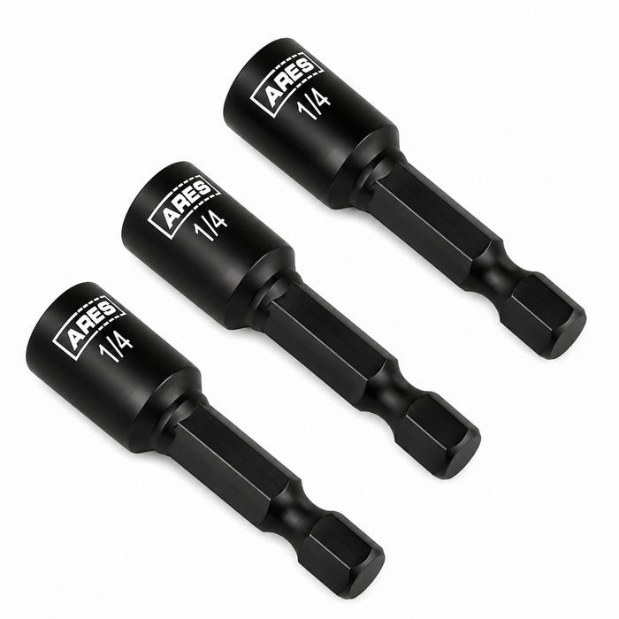 ARES 27012 - 3-Piece 1/4-Inch Magnetic Impact 1 3/4-Inch Nut Driver Bit Set