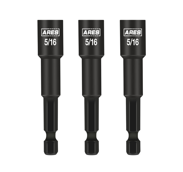 ARES 27014 - 3-Piece 5/16-Inch Magnetic Impact 2 9/16-Inch Nut Driver Bit Set