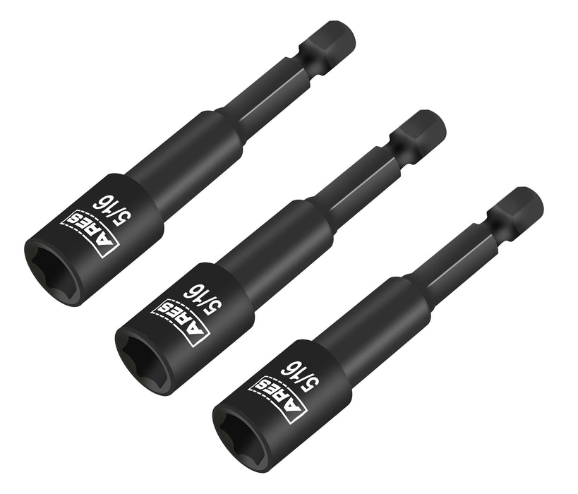 ARES 27014 - 3-Piece 5/16-Inch Magnetic Impact 2 9/16-Inch Nut Driver Bit Set