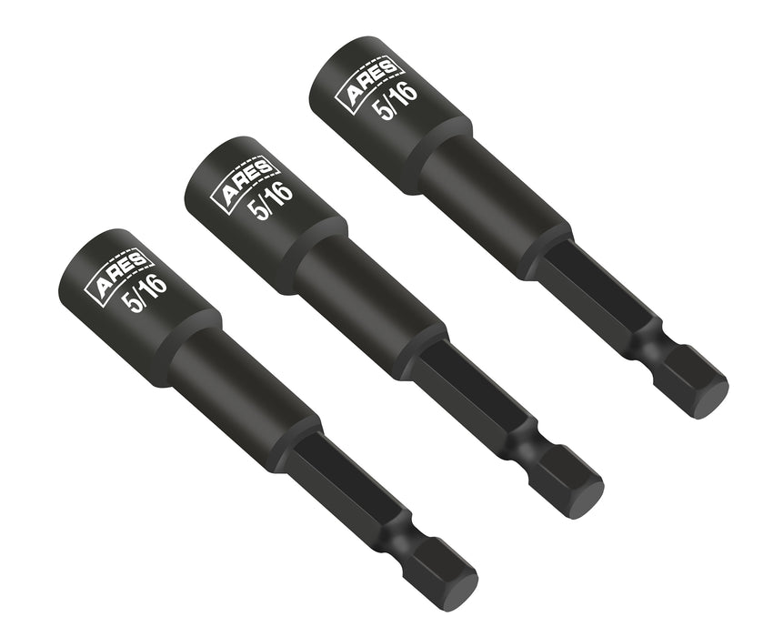 ARES 27014 - 3-Piece 5/16-Inch Magnetic Impact 2 9/16-Inch Nut Driver Bit Set
