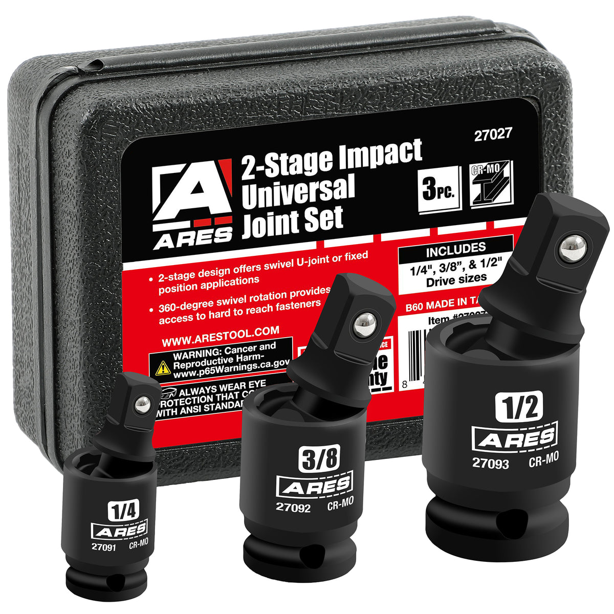 ARES 27027 - 3-Piece 2-Stage Impact Universal Joint Set — ARES