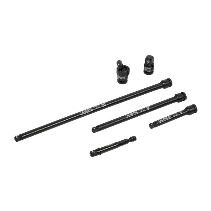 ARES 27075 - Juego de accesorios para dados de impacto de 6 piezas con impulsión de 1/4 de pulgada