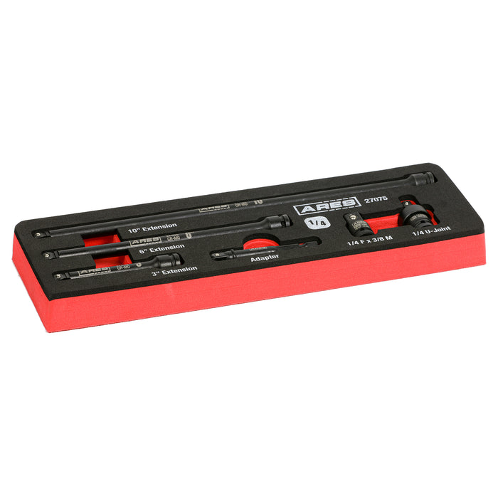 ARES 27075 - Juego de accesorios para dados de impacto de 6 piezas con impulsión de 1/4 de pulgada