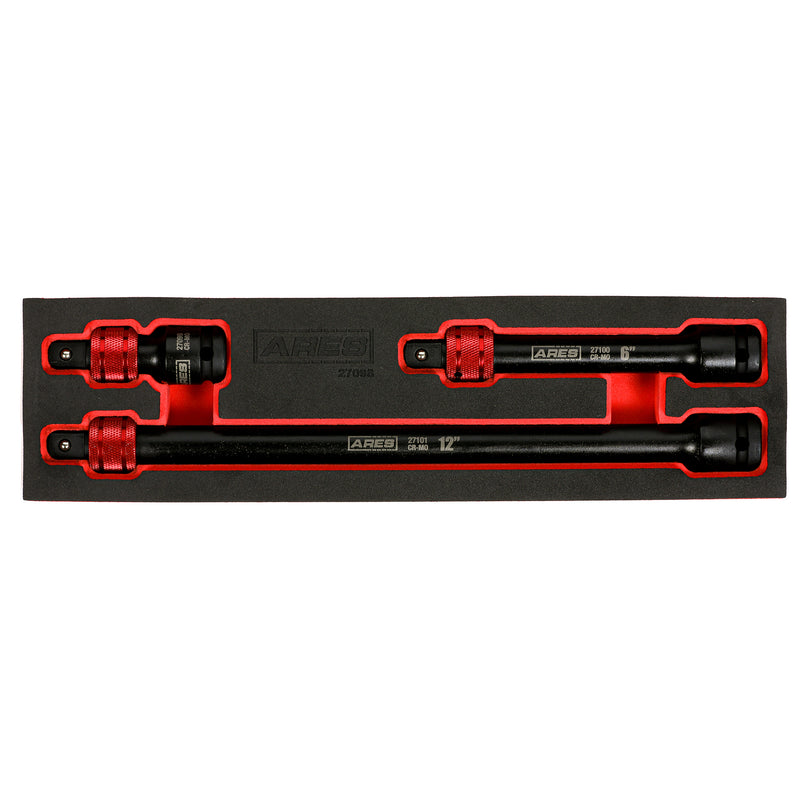 3-Piece 1/2-Inch Drive Locking Impact Socket Extension Set