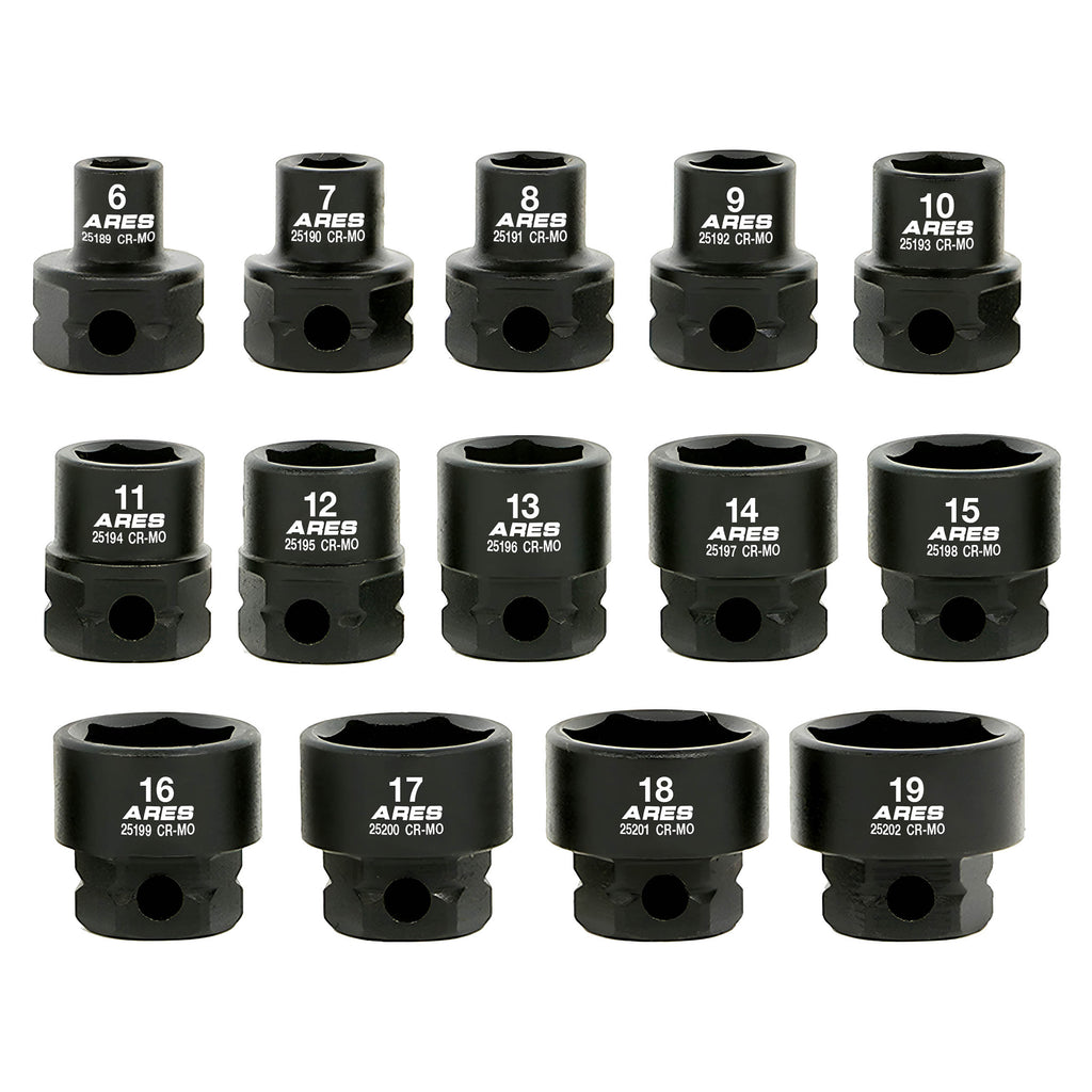 ARES 29018 - 14-Piece 3/8-Inch Drive Metric Low Profile Nano