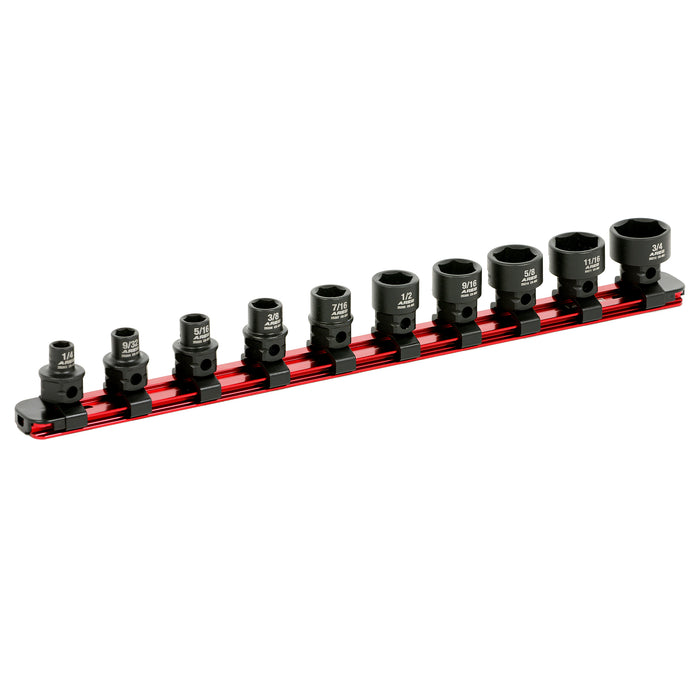 ARES 29019 - Juego de 10 dados de impacto nano de perfil bajo SAE con accionamiento de 3/8 de pulgada