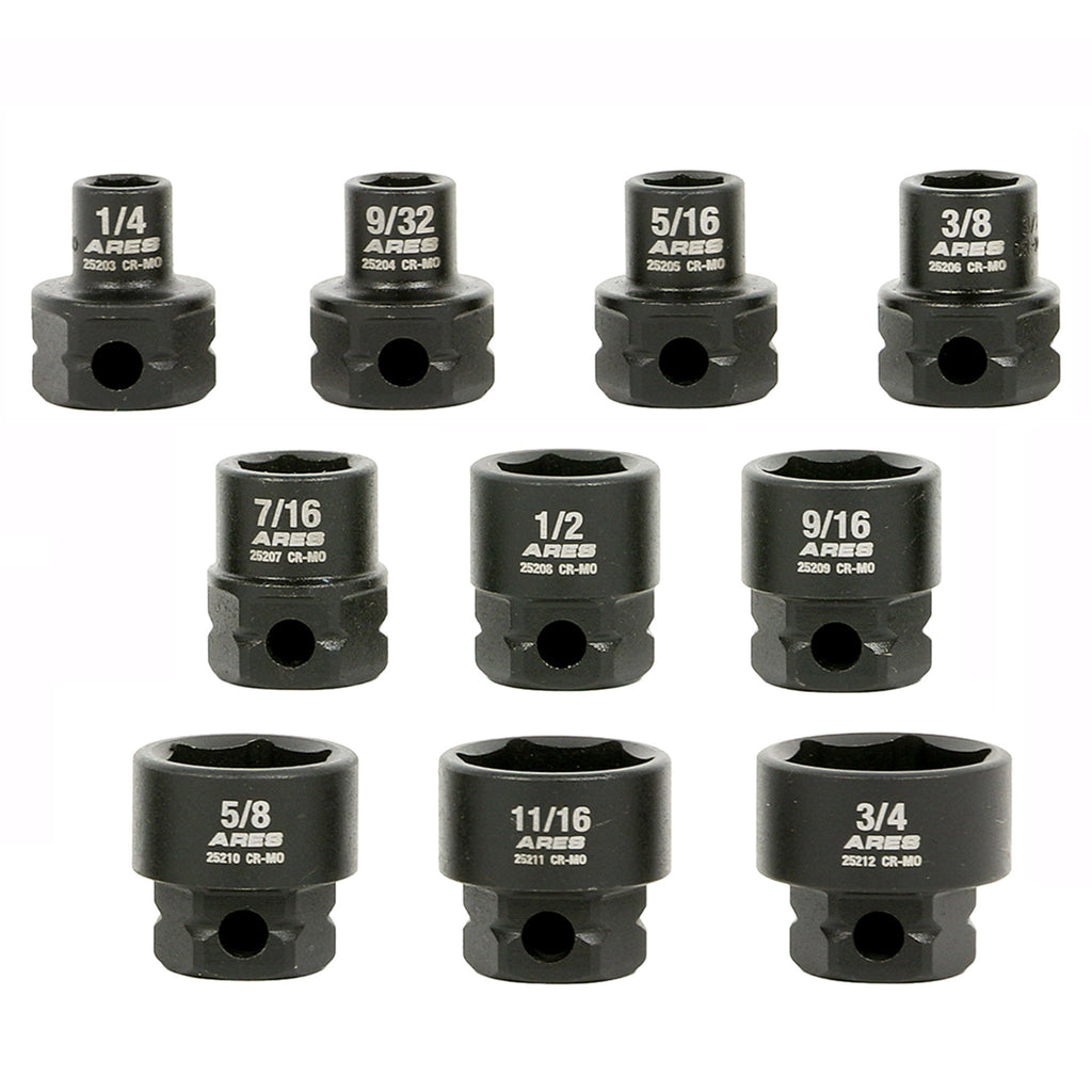 ARES 29019 - 10-Piece 3/8-Inch Drive SAE Low Profile Nano Impact