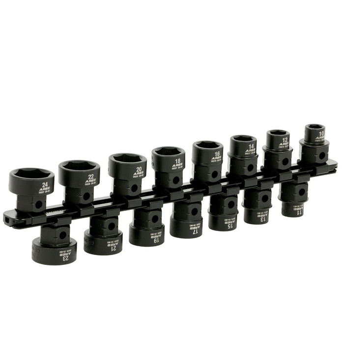 ARES 29020 - 15-Piece 1/2-Inch Drive Metric Low Profile Nano Impact Socket Set