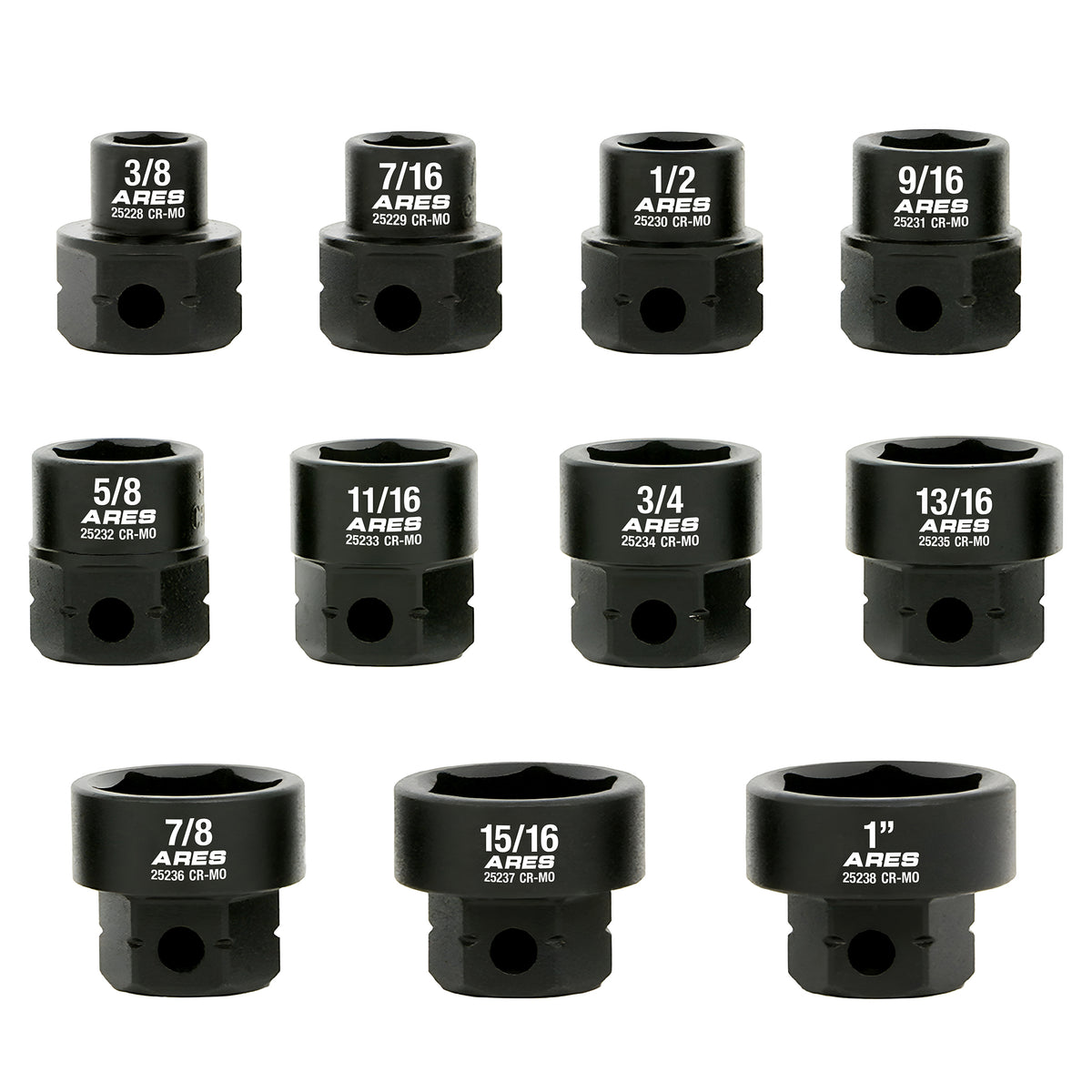 ARES 29021 - 11-Piece 1/2-Inch Drive SAE Low Profile Nano Impact