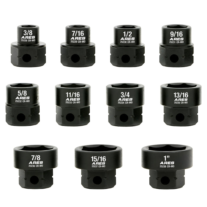 ARES 29021 - 11-Piece 1/2-Inch Drive SAE Low Profile Nano Impact Socket Set