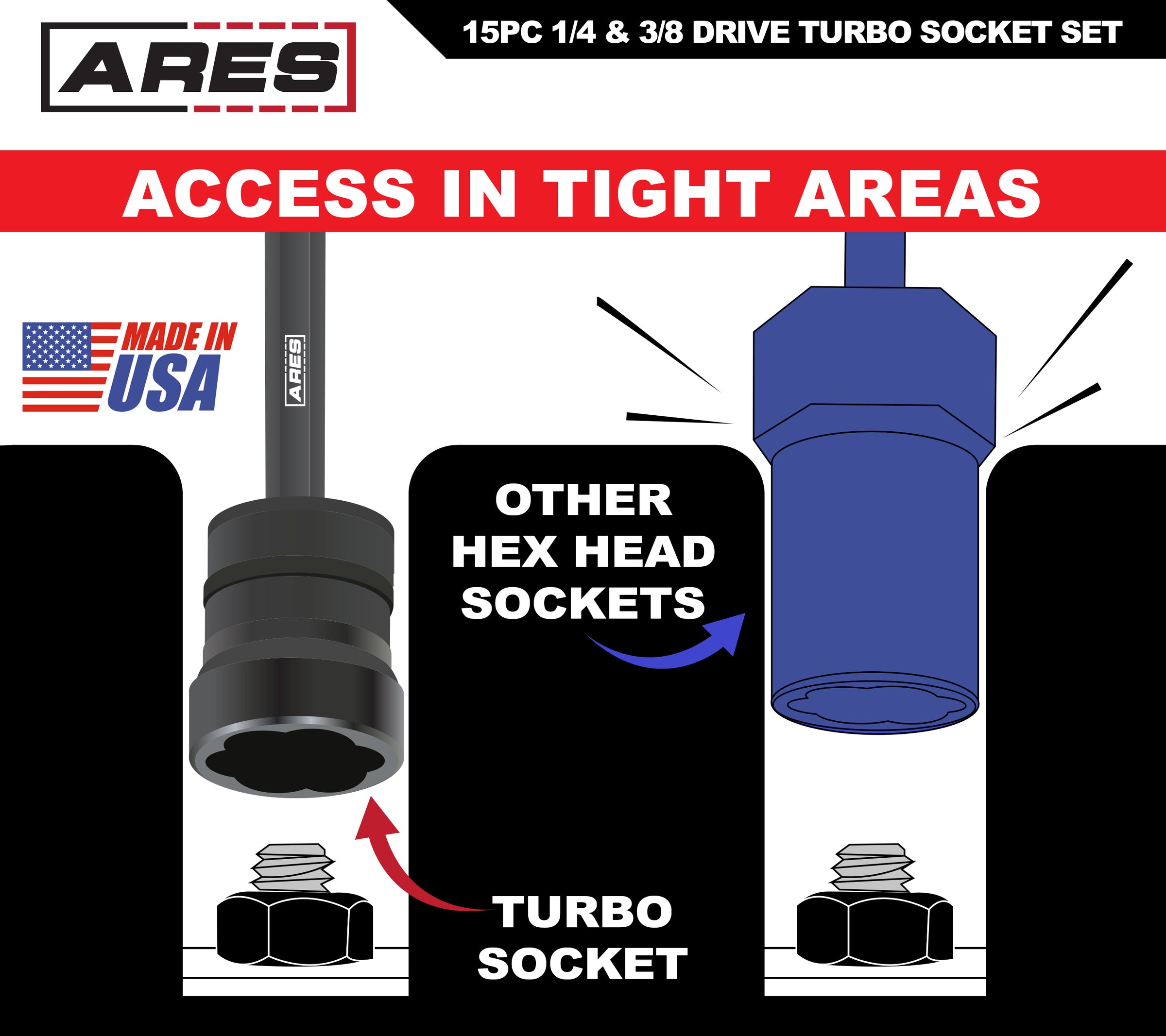 Milwaukee 15Pc. Impact Socket 1/2 Drive SAE Deep Socket Tray