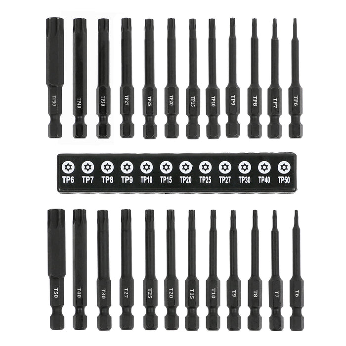 24-Piece Tamper Resistant Long Torx Bit Set