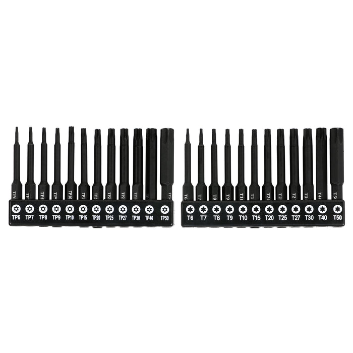 24-Piece Tamper Resistant Long Torx Bit Set