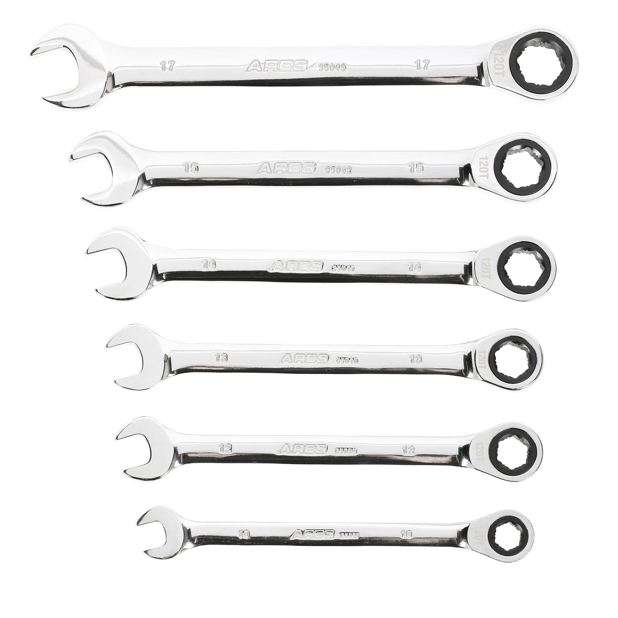 6-Piece 120-Tooth Metric Non-Slip Ratcheting Wrench Set – ARES Tool, MJD  Industries, LLC