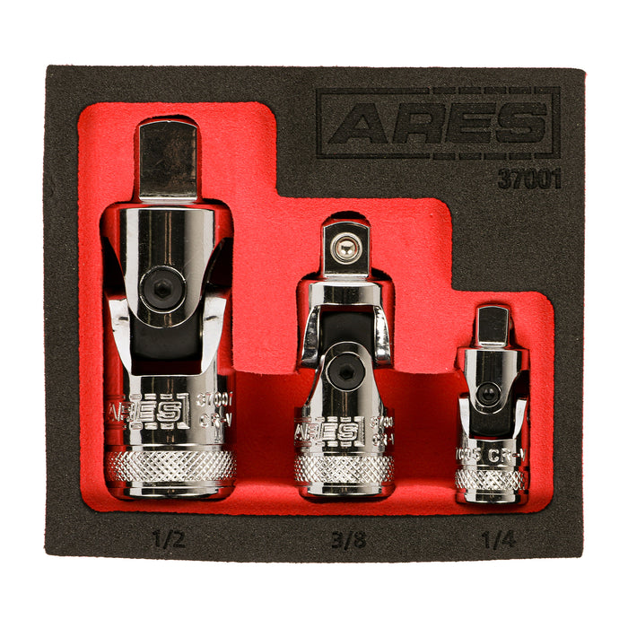 thumbnail image 2 of 3pc Swivel Universal Joint Air Impact Socket Set – 1/2, 3/8, 1/4 Inch Drive, NEW 2 of 5