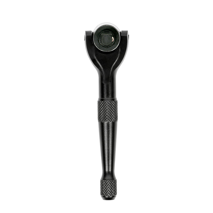 ARES 42109 - Trinquete mini de cabeza giratoria de 90 dientes con impulsión de 1/4 de pulgada, color negro