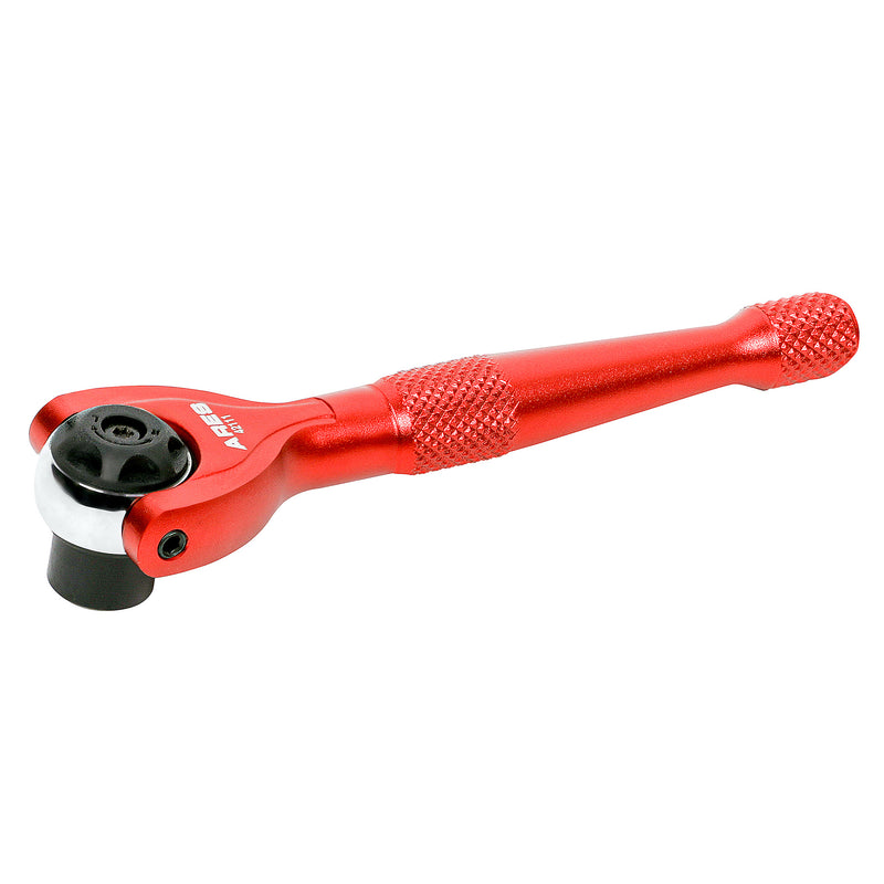 Red 1/4-Inch Drive 90-Tooth Mini Swivel Head Hex Bit Ratchet