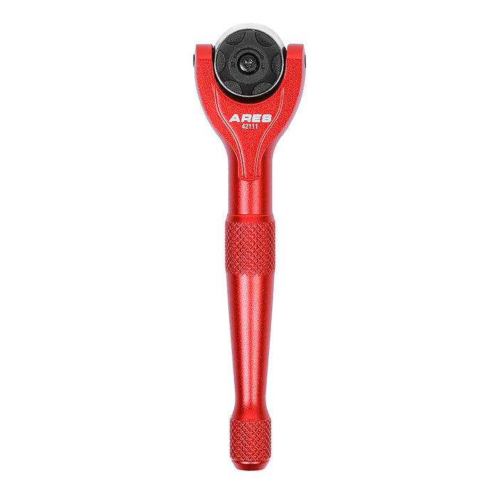 Red 1/4-Inch Drive 90-Tooth Mini Swivel Head Hex Bit Ratchet