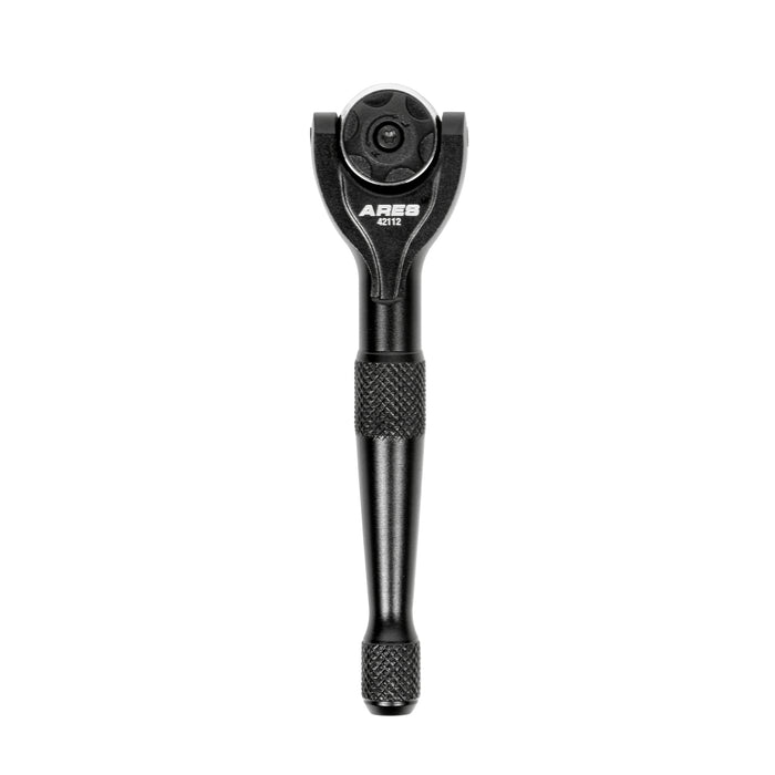 ARES 42112 - Trinquete con punta hexagonal y cabezal giratorio de 90 dientes, de 1/4 de pulgada, color negro