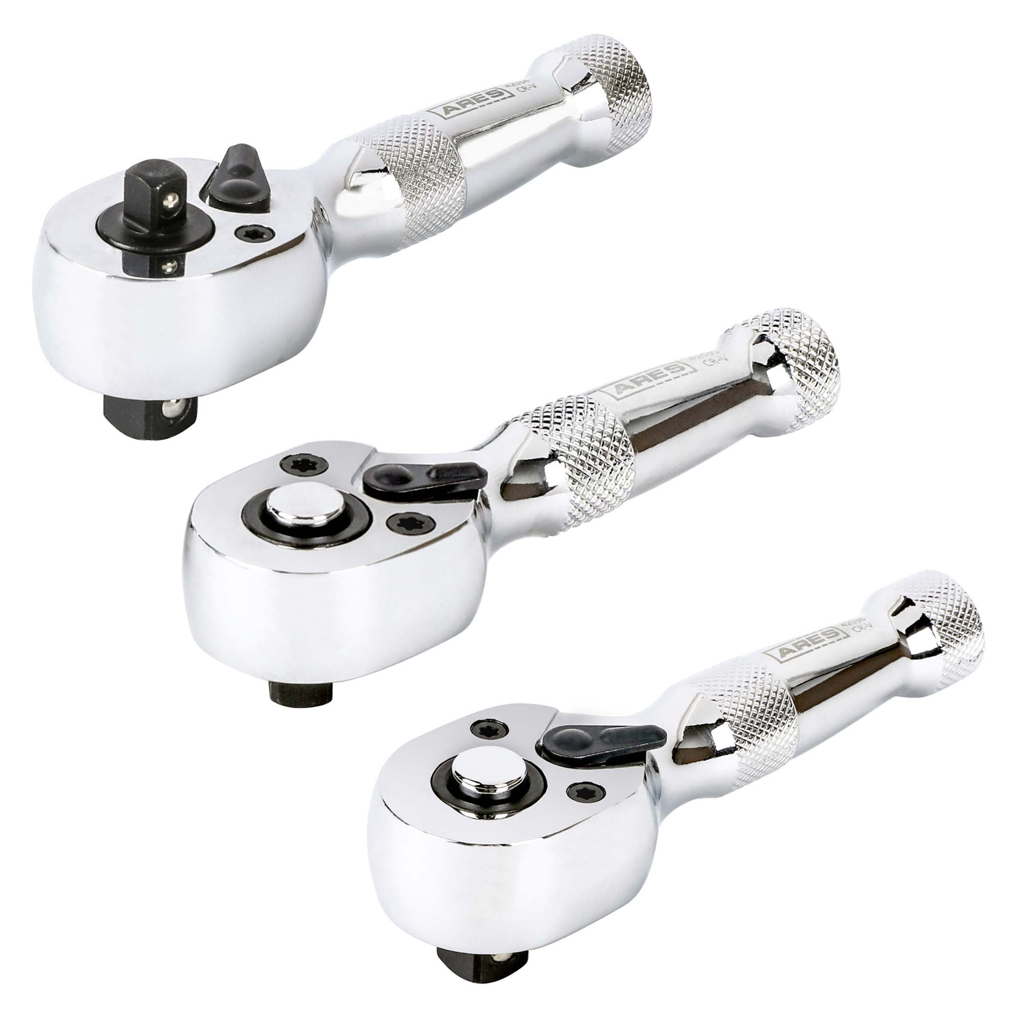 3 Piece 72 Tooth Stubby Ratchet Set ARES Tool MJD Industries LLC
