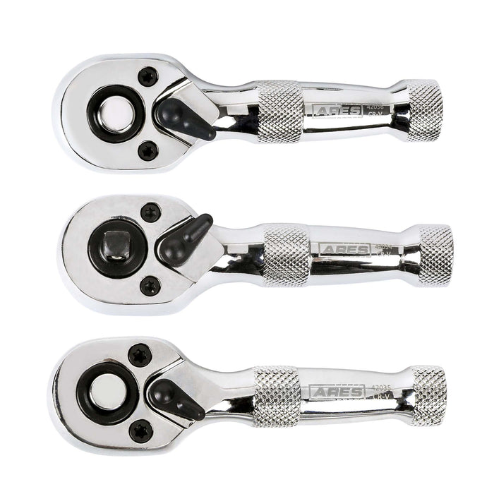 3-Piece 72-Tooth Stubby Ratchet Set