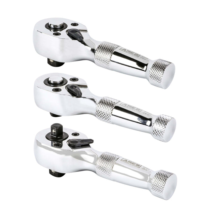 3-Piece 72-Tooth Stubby Ratchet Set