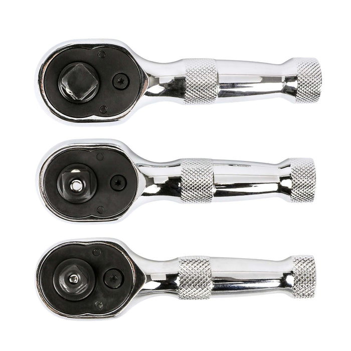 3-Piece 72-Tooth Stubby Ratchet Set