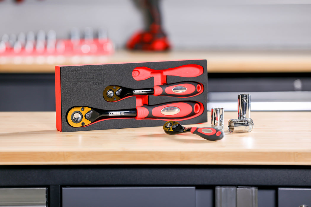 ARES 42147 - 3-Piece 72 Tooth Offset Ratchet Set