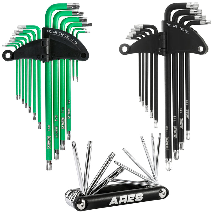 ARES 4241005 - 32-Piece Torx & Star Key Set (Long Arm + Folding)