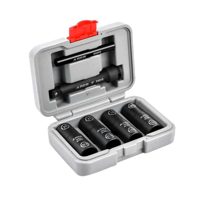 ARES 59065 - Juego de 6 vasos de impacto para tuercas de seguridad de tamaño medio, con accionamiento de 1/2 pulgada