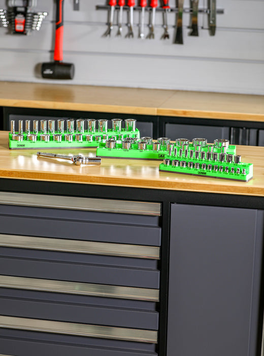 ARES 60037 - Juego de organizador de 3 conectores magnéticos SAE de color verde