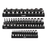 6-Pack Black and Green Metric and SAE Magnetic Socket Organizer Set