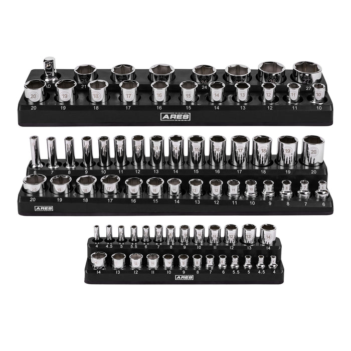 ARES 60160 - Juego organizador de 6 dados magnéticos SAE y métricos en negro y verde